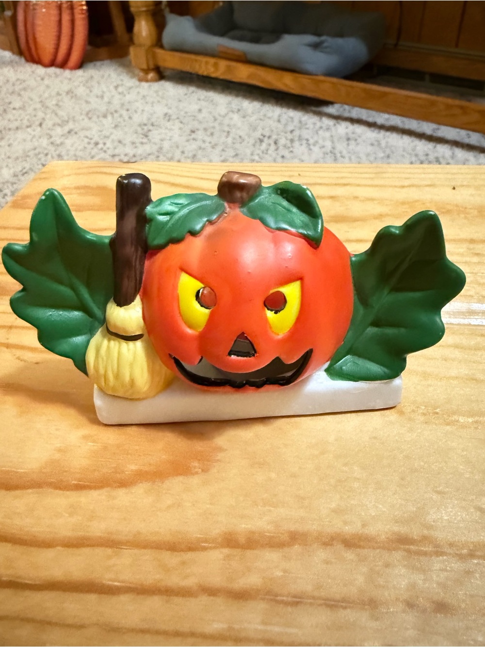 Orange Pumpkin Jack-O'-Lantern candle holder